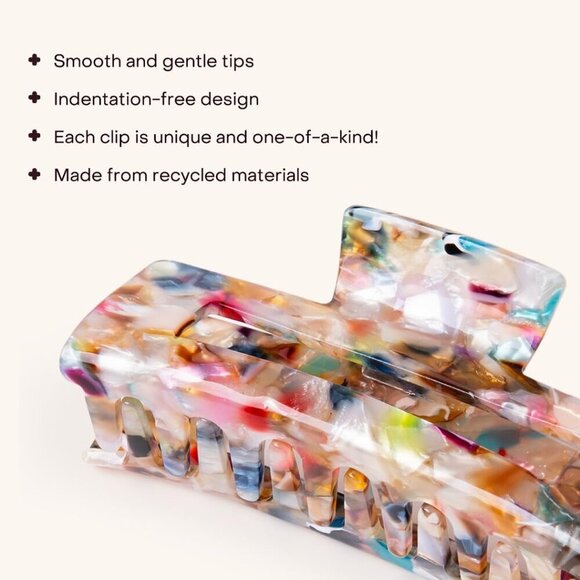 Large Recycled Confetti Claw Clip Gentle Hold All Hair Types Compact main image 4